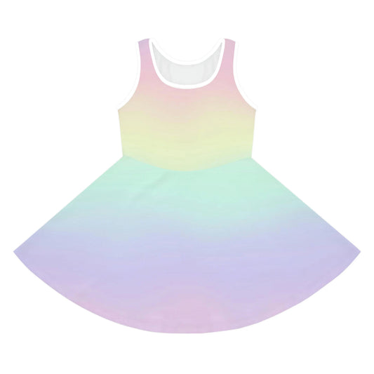 Girls Pastel Rainbow Sleeveless Dress