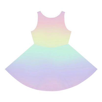 Girls Pastel Rainbow Sleeveless Dress