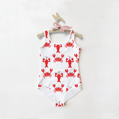 Girls Red Crab & Lobster Swimsuit