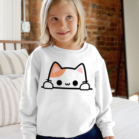 Kids Peeking Cat Sweatshirt – Cozy, Adorable, and Perfect for Everyday Fun