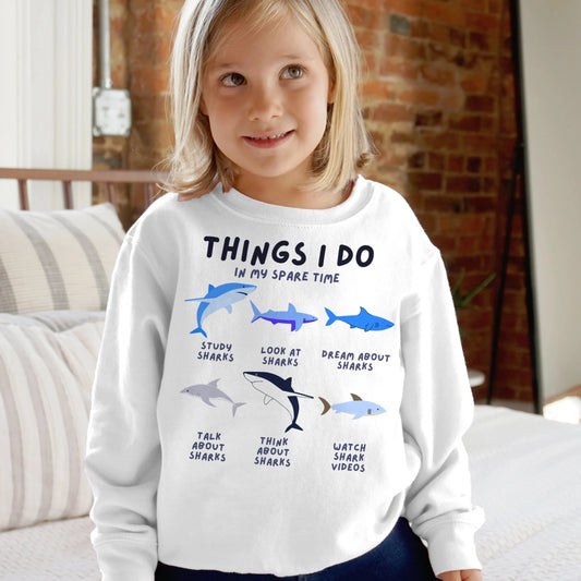 Kids 'Things I Do In My Spare Time' Shark Sweatshirt