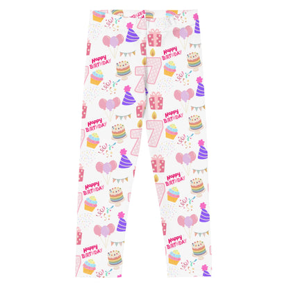 Girls Custom Age Birthday Party Buttery Soft Leggings