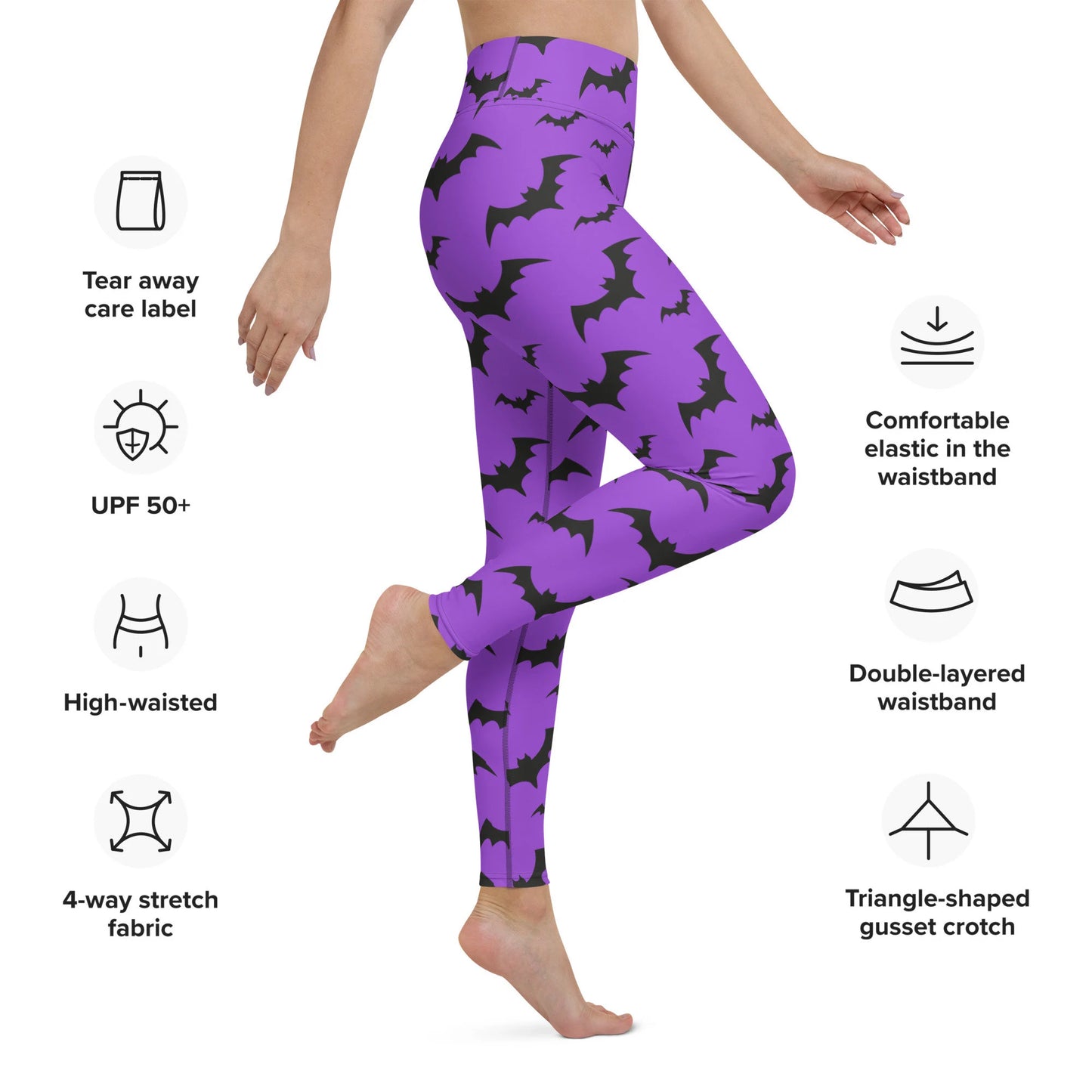 Women's Purple Bats Halloween Yoga Leggings