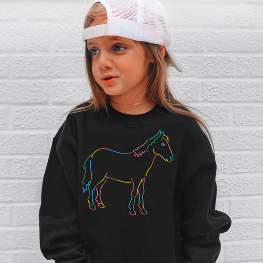 Colorful Horse-Themed Sweatshirt for Kids