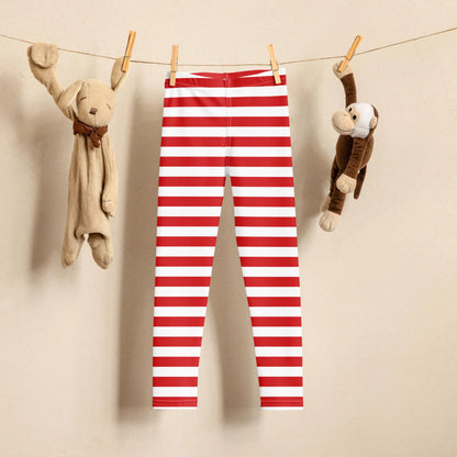 Red Striped Buttery Soft Christmas Leggings for Kids