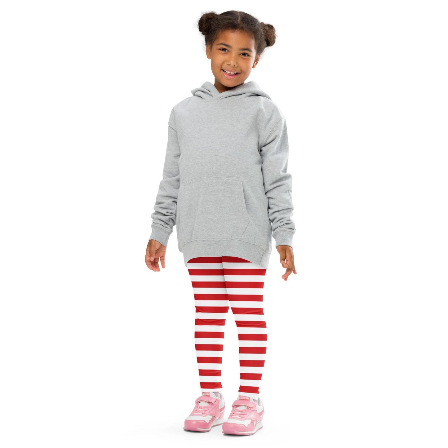 Red Striped Buttery Soft Christmas Leggings for Kids