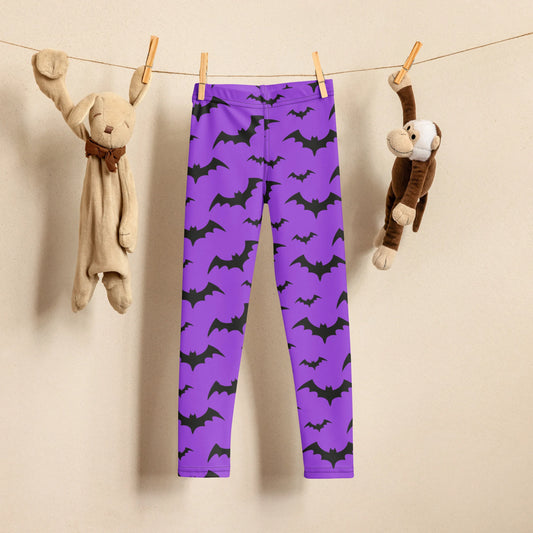 Kids Purple Bats Halloween Buttery Soft Leggings