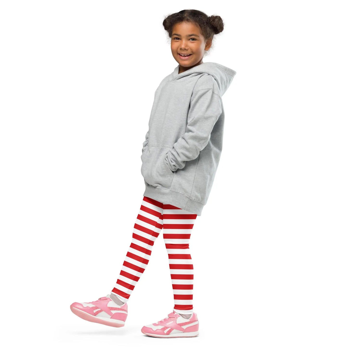 Red Striped Buttery Soft Christmas Leggings for Kids