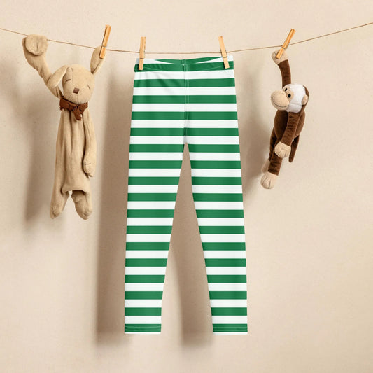 Green Striped Buttery Soft Christmas Leggings for Kids