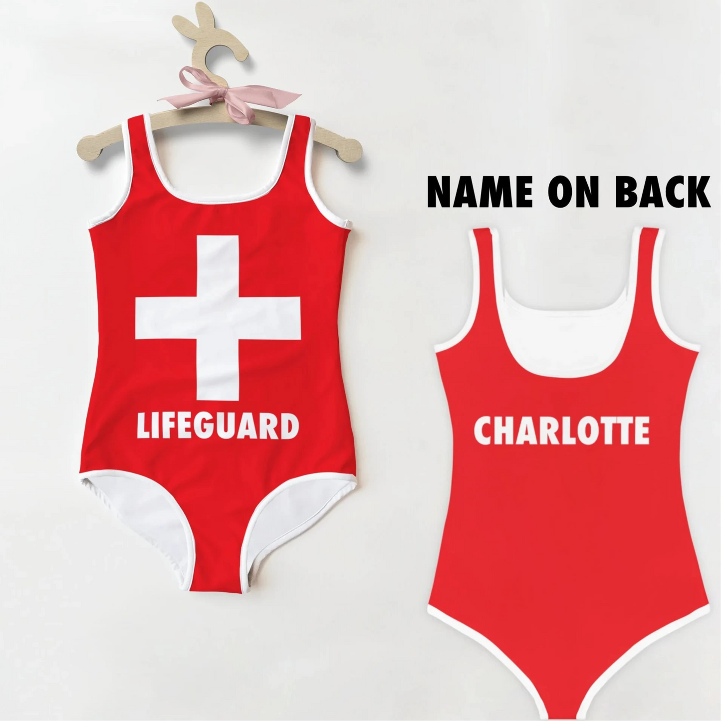 Personalized Girls Lifeguard Swimsuit With Name On Back