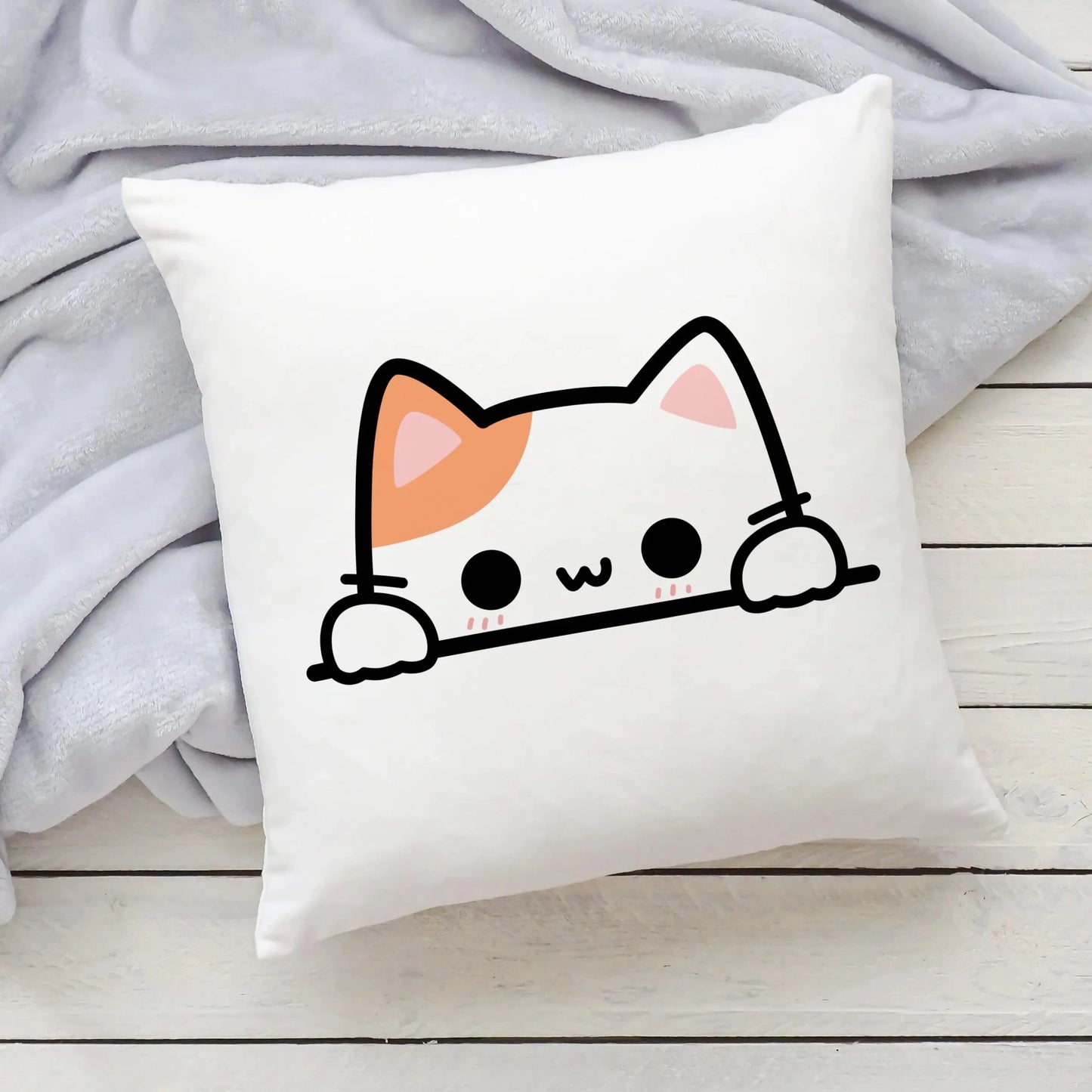 Cute Kawaii Peeking Cat Pillow – Adorable Decorative Accent