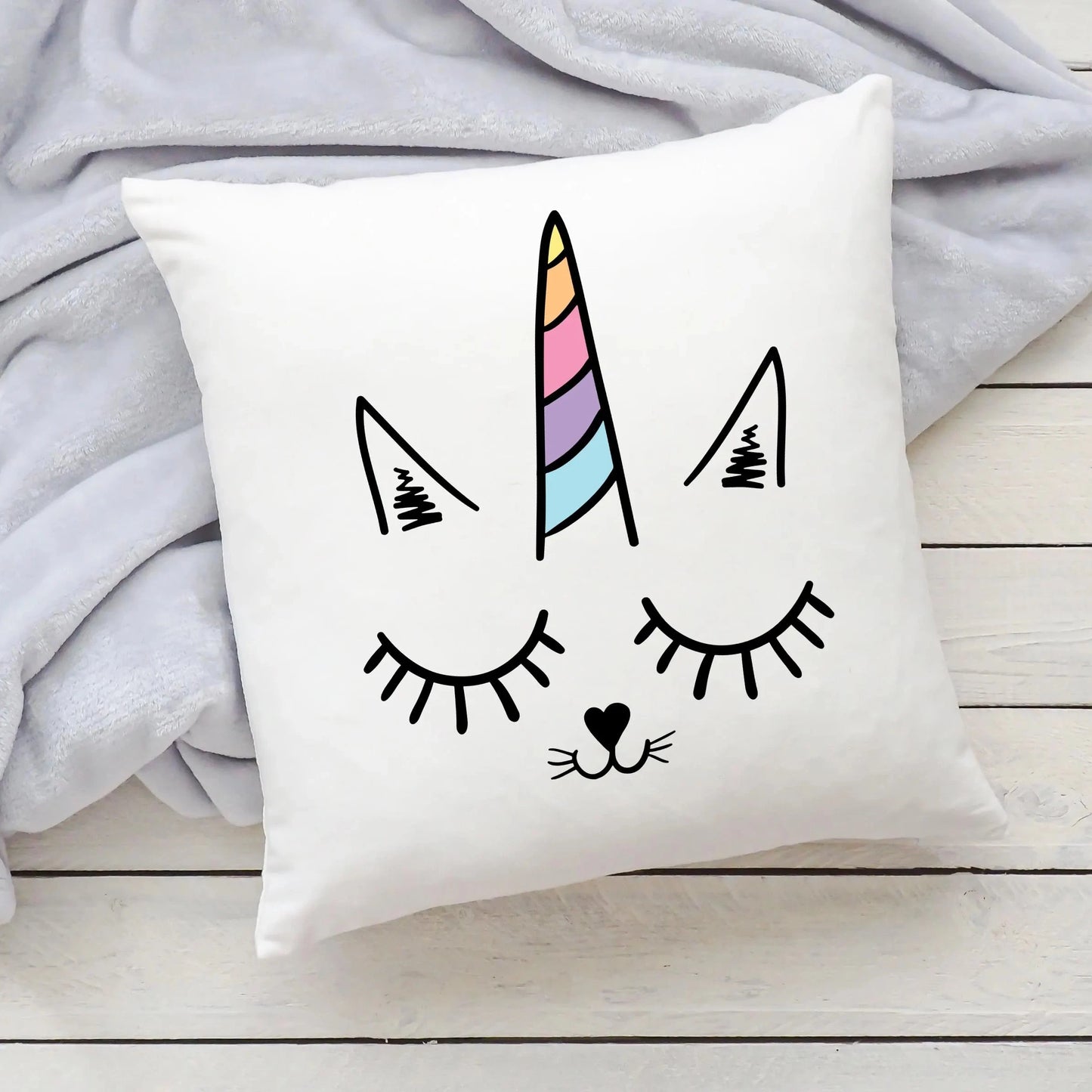 Girls Caticorn Pillow – Magical Cat Unicorn Decorative Accent