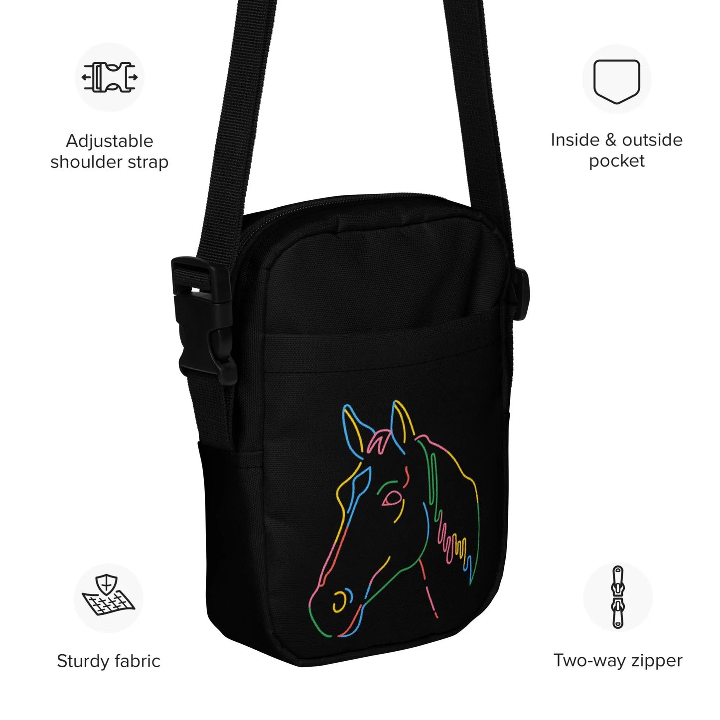 Girls Colorful Horse Outline Crossbody Purse