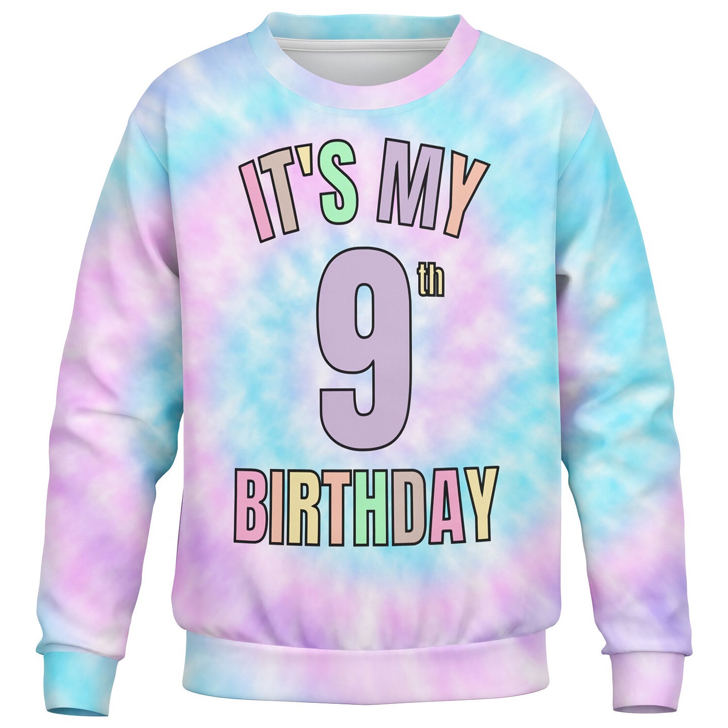 Girls Custom Age Tie Dye It's My Birthday Sweatshirt