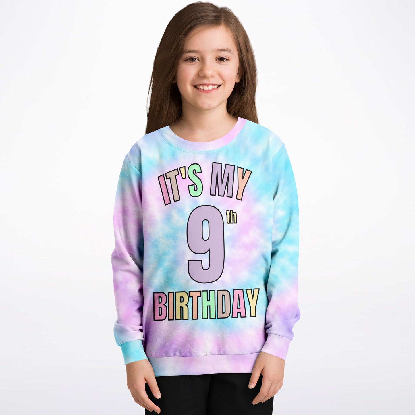 Girls Custom Age Tie Dye It's My Birthday Sweatshirt