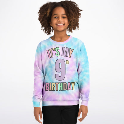 Girls Custom Age Tie Dye It's My Birthday Sweatshirt