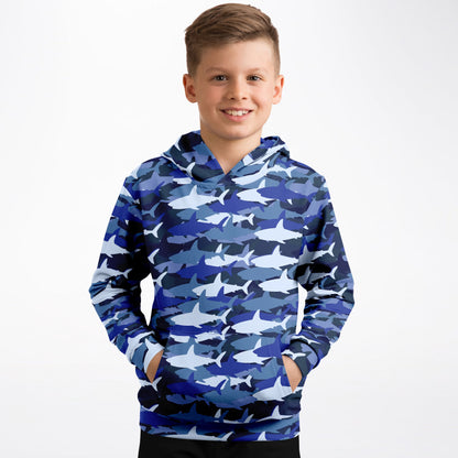 Kids Blue Shark Hoodie