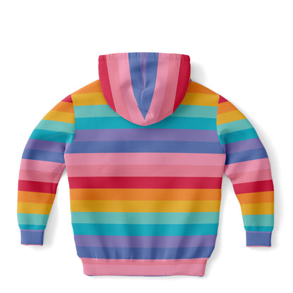 Girls Striped Bright Rainbow Hoodie