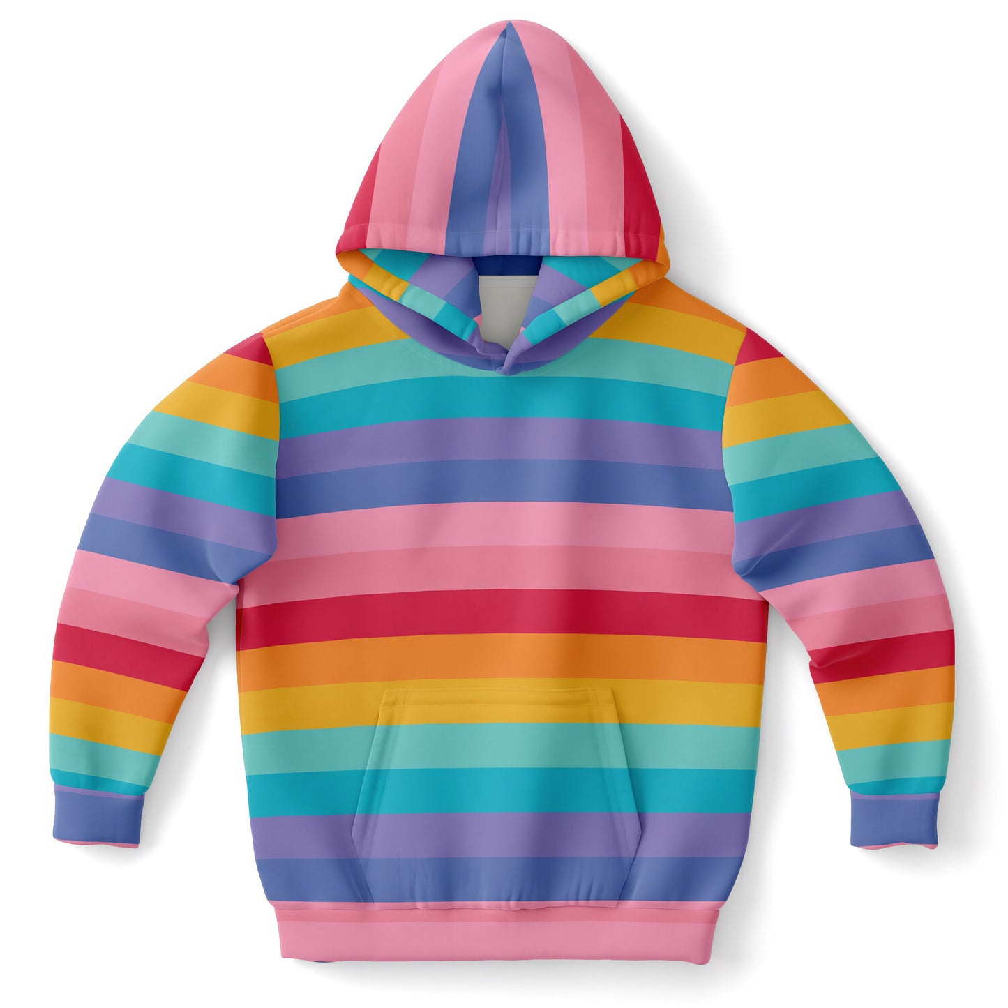 Girls Striped Bright Rainbow Hoodie