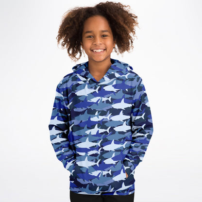 Kids Blue Shark Hoodie