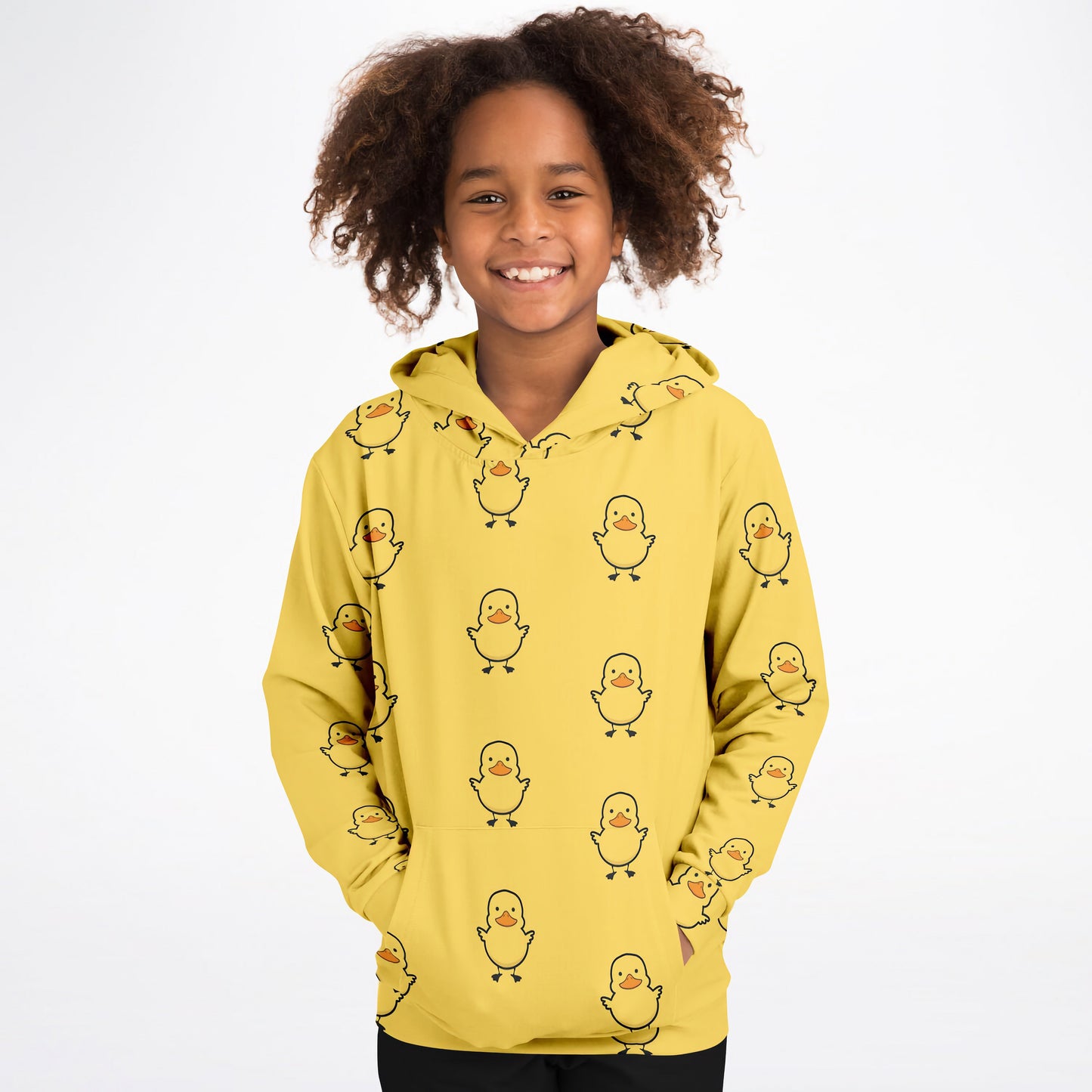 Kids Yellow Duck Hoodie With Pocket