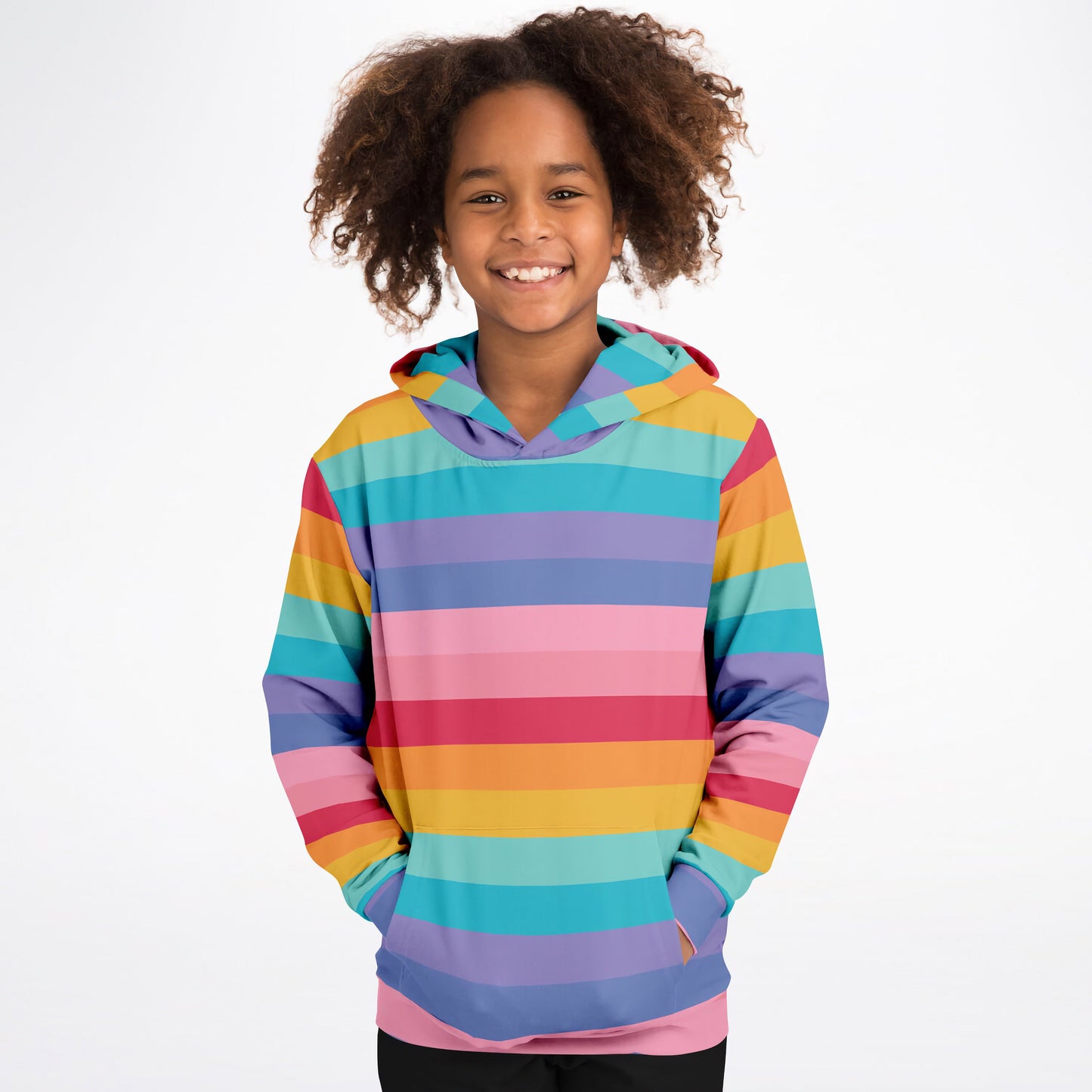 Girls Striped Bright Rainbow Hoodie