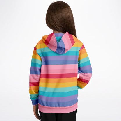 Girls Striped Bright Rainbow Hoodie