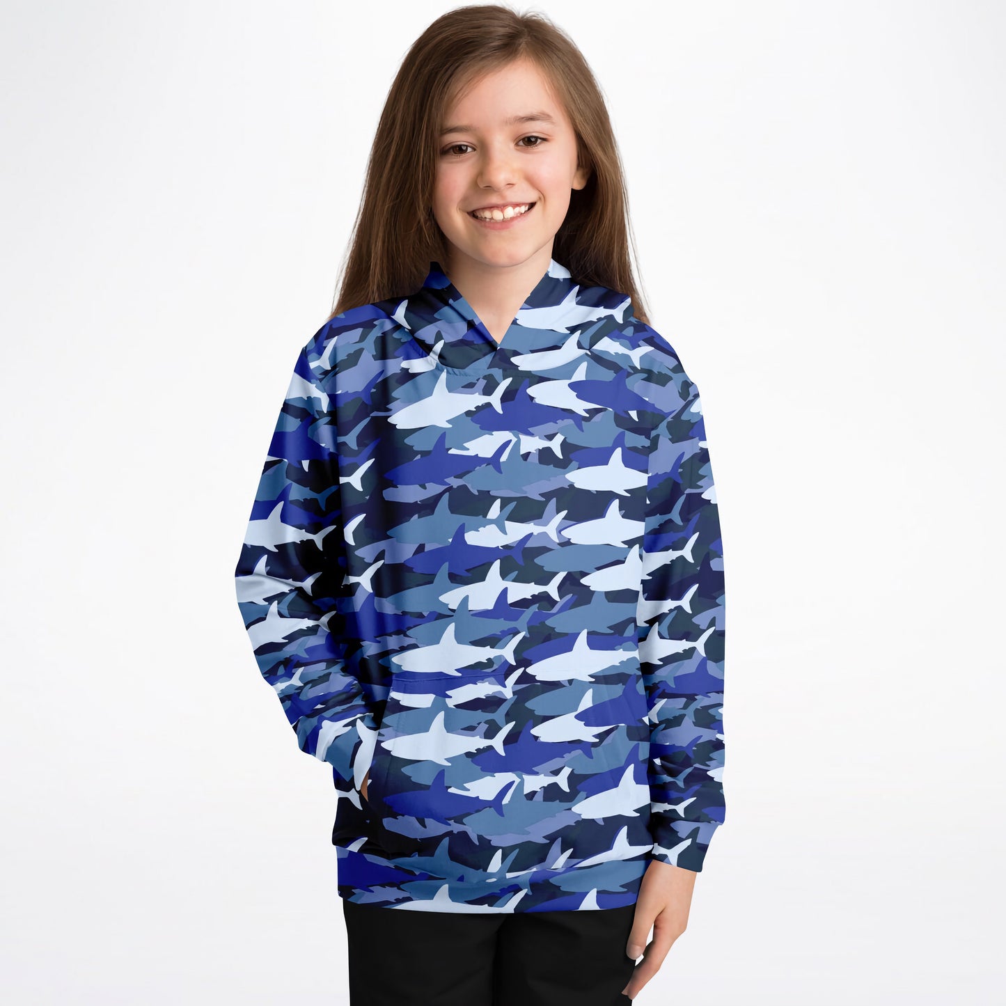 Kids Blue Shark Hoodie