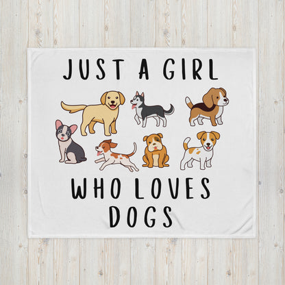 Just A Girl Who Loves Dogs Plush Minky Blanket